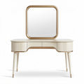 Vanity table with square mirror and natural wood accents 120 x 60 x 75cm
