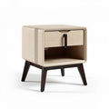 Wooden nightstand with one drawer and open storage in natural finish 45 x 45 x 50cm