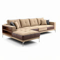 Fabric sectional sofa with wooden accents and storage 200 x 90 x 80cm