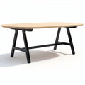 Oval dining table in wood and metal design 180 x 90 x 75cm for modern spaces