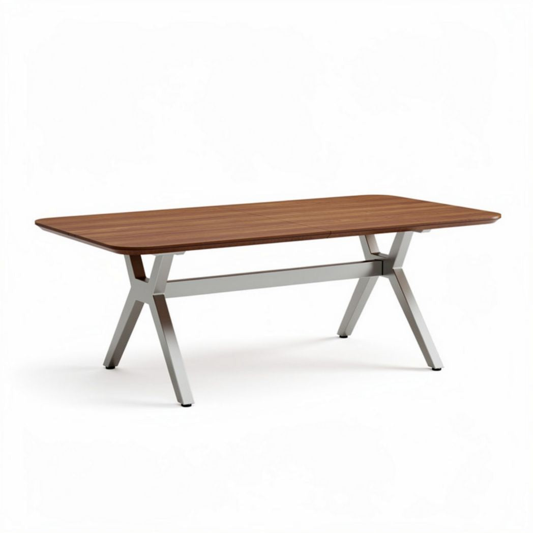 Wooden dining table with metal legs 180 x 90 x 75cm in walnut finish