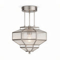 Brushed nickel geometric ceiling light fixture with glass shade 20 x 20 x 30cm