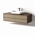 Wall-mounted bathroom vanity with integrated sink in brown and beige 80 x 40 x 25cm