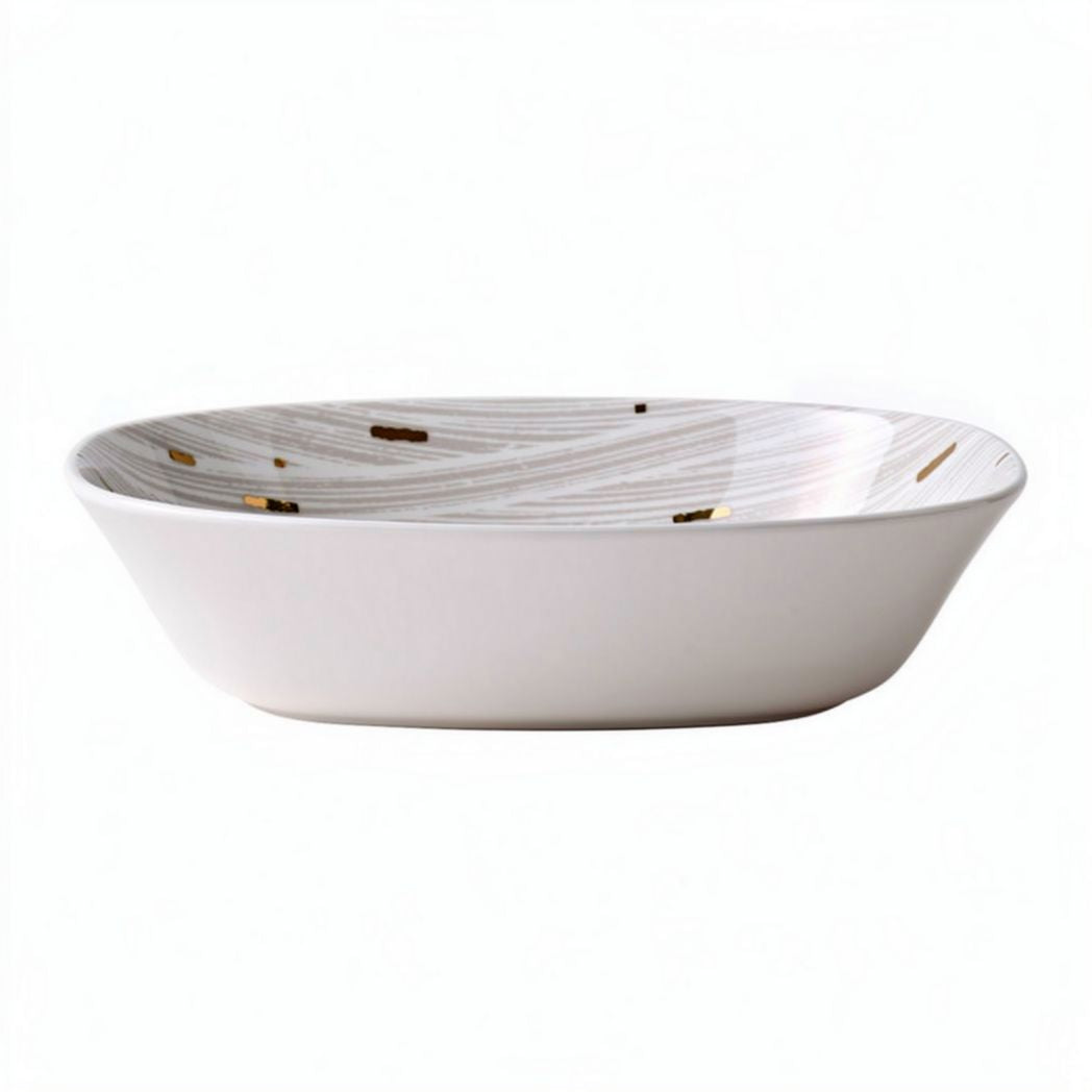 Ceramic serving bowl with gold accents for salads and appetizers 30 x 30 x 6cm
